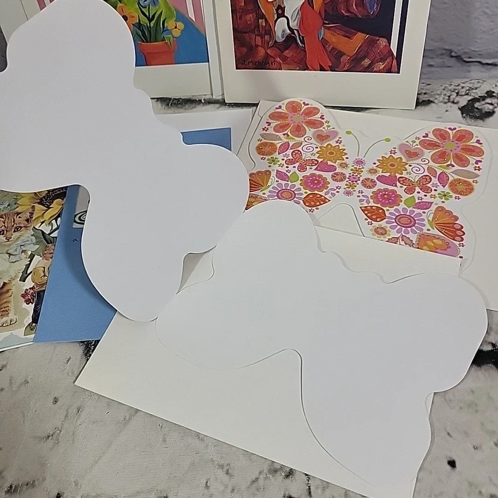 Greeting‎ Cards Blank Inside Notecards Lot Of 6 Clowns Butterflies Victorian Tea